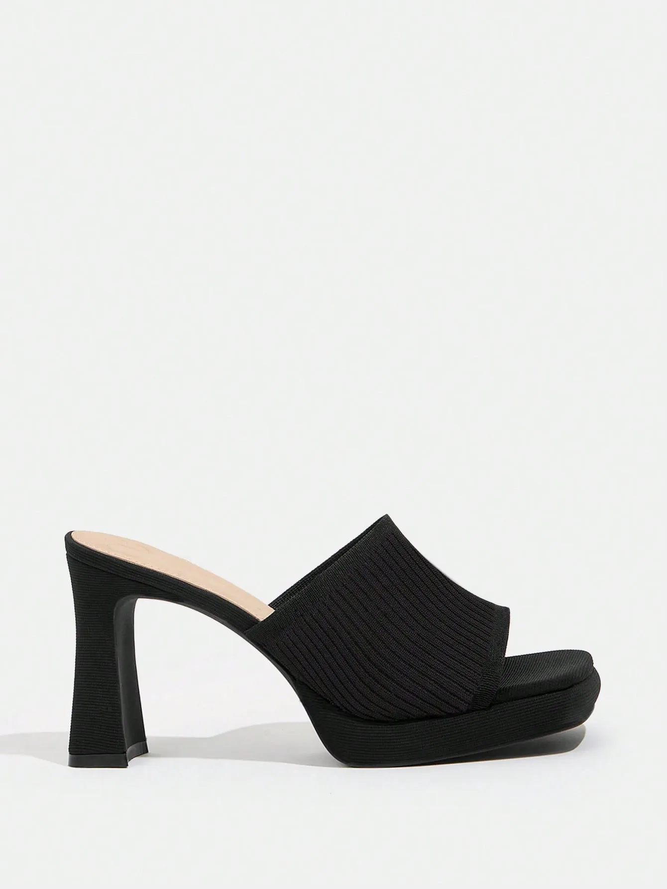 CUCCOO BASICS Woman Shoes Minimalist Square Toe Chunky Heeled Mule Elegant Black Summer Heeled Sandals For Summer Graduation Heels Prom Heels Vacation Shoes Summer Sale Back To School Shoes College Student Shoes