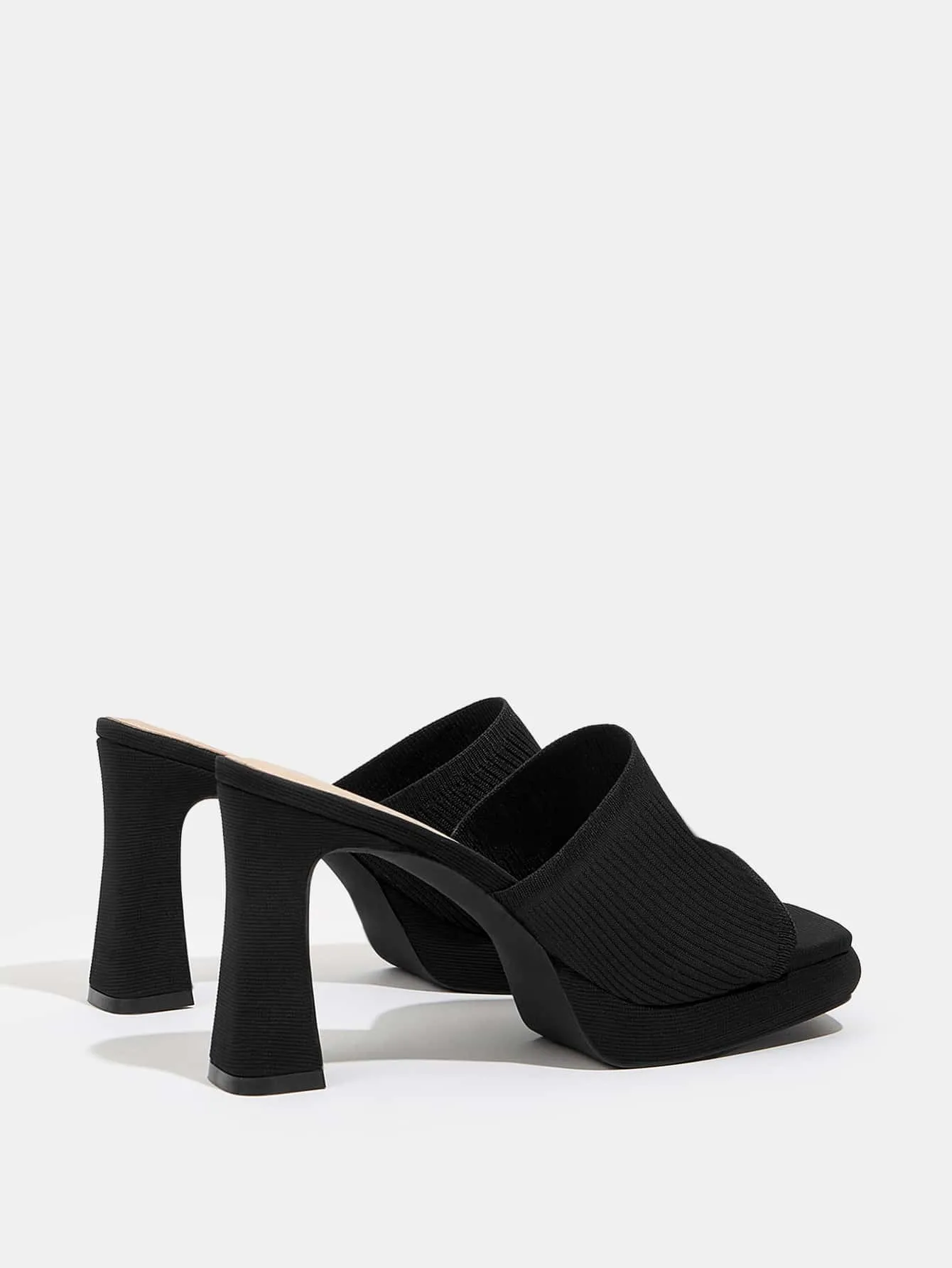 CUCCOO BASICS Woman Shoes Minimalist Square Toe Chunky Heeled Mule Elegant Black Summer Heeled Sandals For Summer Graduation Heels Prom Heels Vacation Shoes Summer Sale Back To School Shoes College Student Shoes