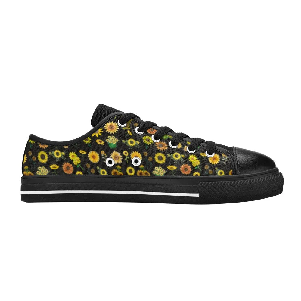 Sunflowers Graphic Black Low Rise Women's Shoes up to size 12