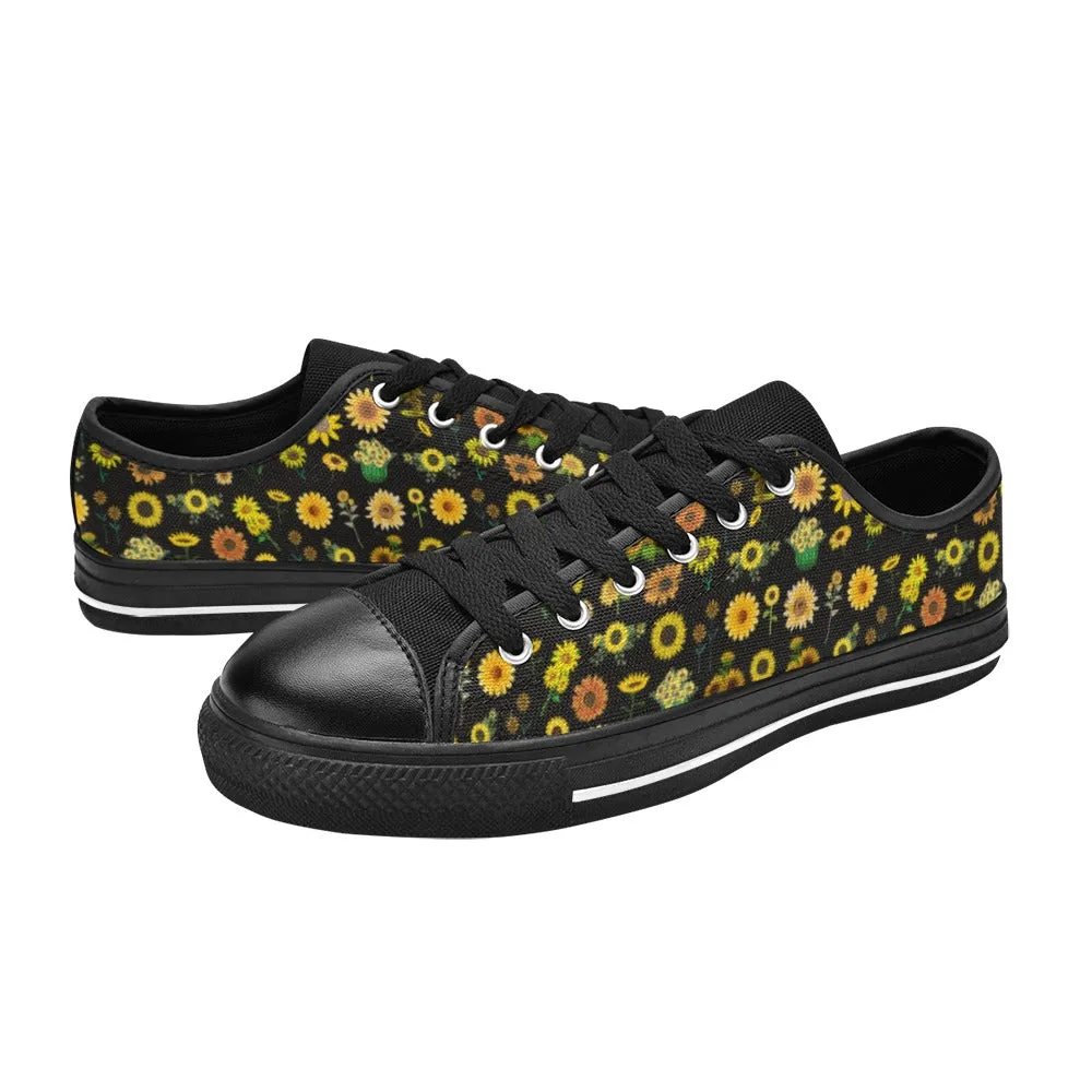 Sunflowers Graphic Black Low Rise Women's Shoes up to size 12