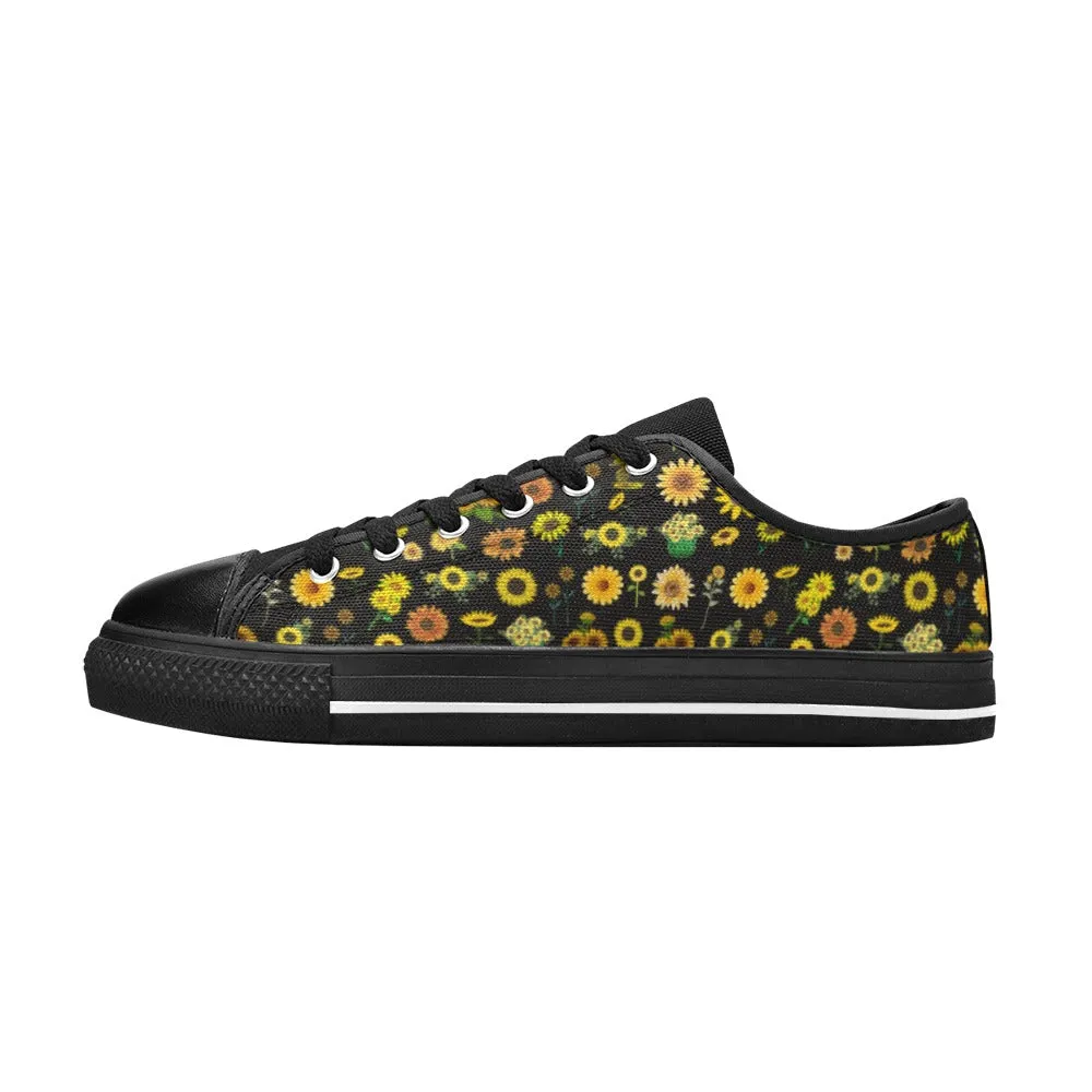 Sunflowers Graphic Black Low Rise Women's Shoes up to size 12